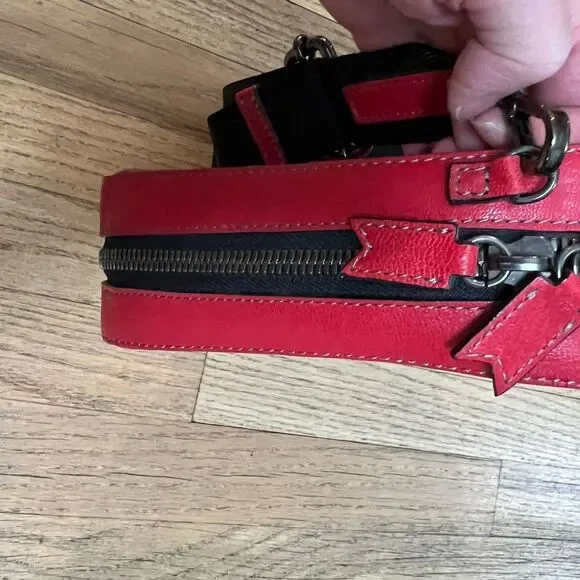 Meredith Wendell pink and red square pony hair square bag - Picture 3 of 9